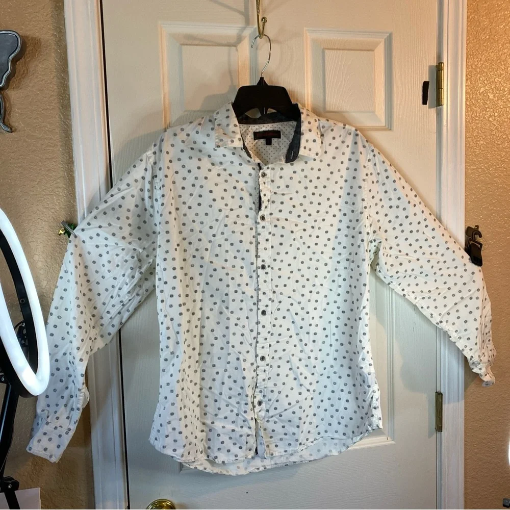 Royal Testimony Mens L LARGE Button Down Shirt Long Sleeve Fit Floral (STAINED) - Picture 1 of 12